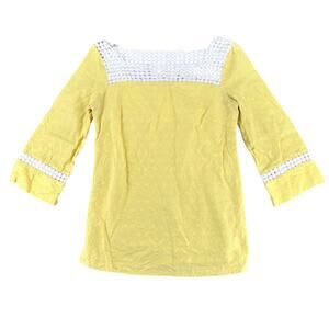 Vintage Lilly Pulitzer Bees Knees Tunic Jacquard Floral Lemon Yellow Top 8